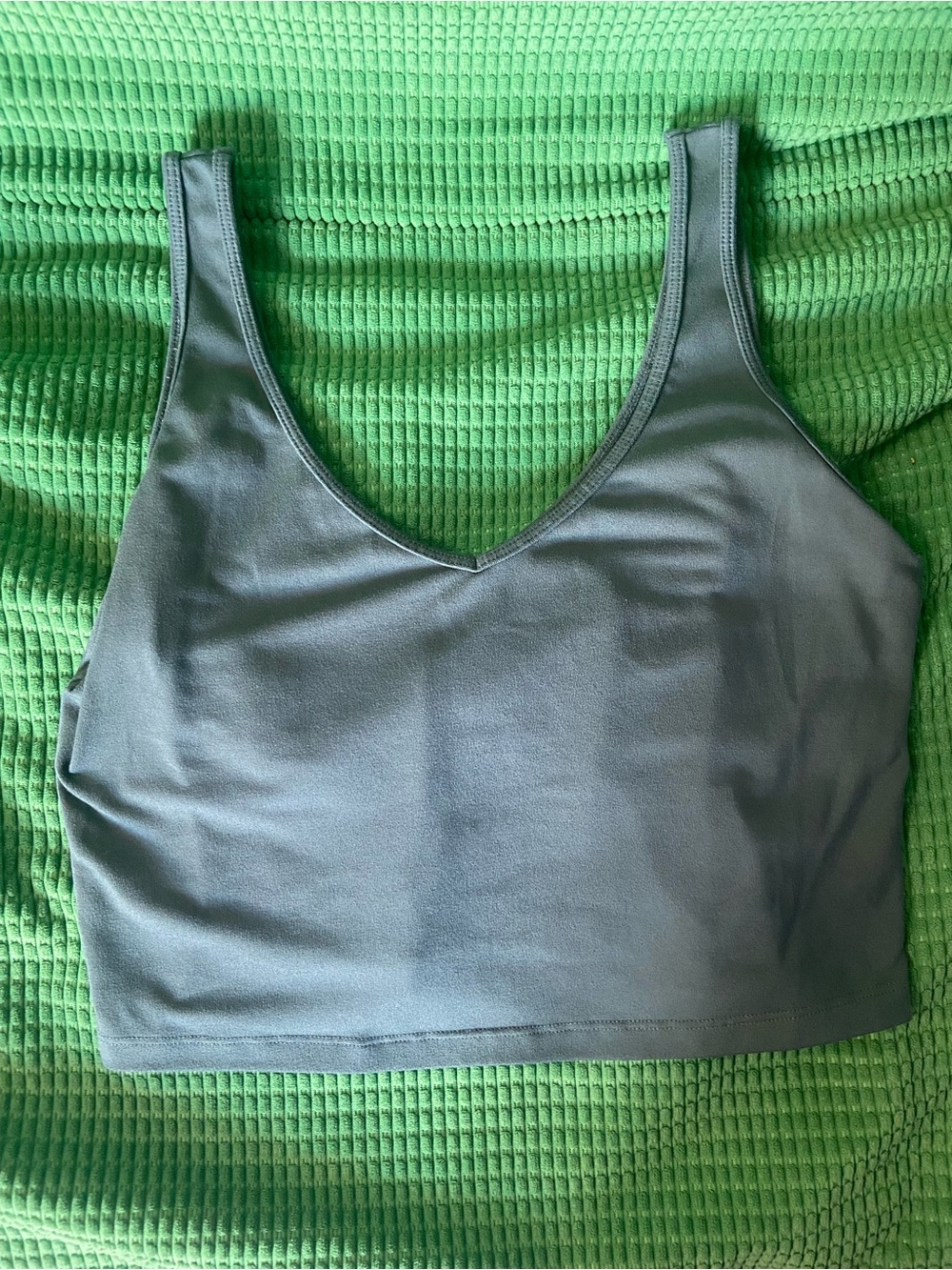 Hollister Slate Green Seamless V-Neck Crop Tank